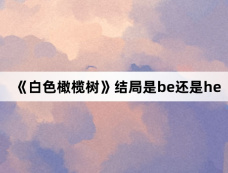 《白色橄榄树》结局是be还是he
