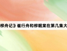 《柳舟记》崔行舟和柳眠棠在第几集大婚