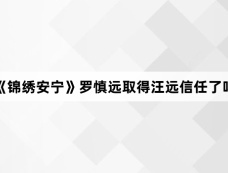 《锦绣安宁》罗慎远取得汪远信任了吗