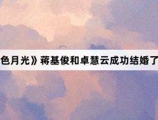 《黑色月光》蒋基俊和卓慧云成功结婚了吗?