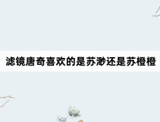 滤镜唐奇喜欢的是苏渺还是苏橙橙