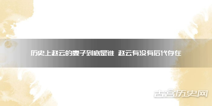 历史上赵云的妻子到底是谁 赵云有没有后代存在