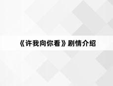 《许我向你看》剧情介绍
