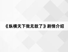《纵横天下我无敌了》剧情介绍