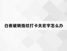 白夜破晓指纹打卡关宏宇怎么办