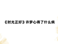 《时光正好》许梦心得了什么病