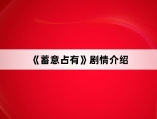 《蓄意占有》剧情介绍