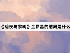 《暗夜与黎明》金昴昌的结局是什么