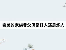 完美的家族养父母是好人还是坏人