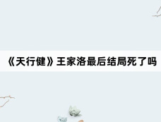 《天行健》王家洛最后结局死了吗