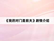 《我的对门是前夫》剧情介绍