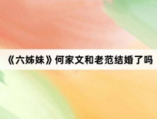 《六姊妹》何家文和老范结婚了吗