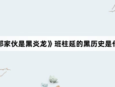 《那家伙是黑炎龙》班柱延的黑历史是什么