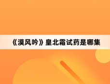 《漠风吟》皇北霜试药是哪集