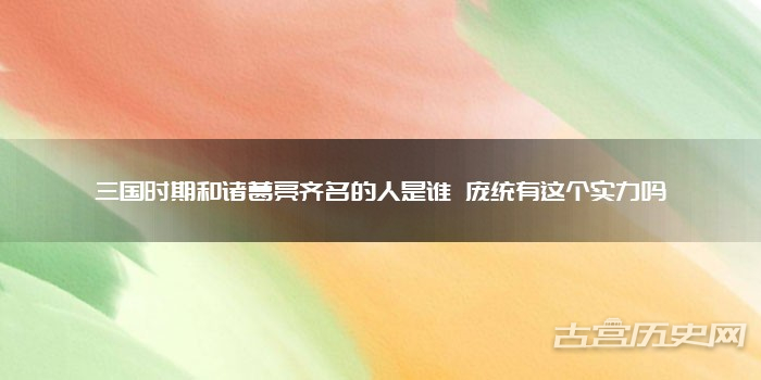 三国时期和诸葛亮齐名的人是谁 庞统有这个实力吗