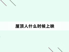 屋顶人什么时候上映