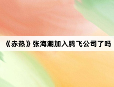 《赤热》张海潮加入腾飞公司了吗