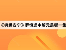 《锦绣安宁》罗慎远中解元是哪一集
