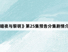 《暗夜与黎明》第25集预告分集剧情介绍
