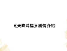 《天降鸿福》剧情介绍