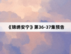 《锦绣安宁》第36-37集预告