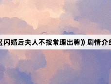 《闪婚后夫人不按常理出牌》剧情介绍