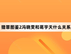 猎罪图鉴2冯晓雯和葛宇天什么关系