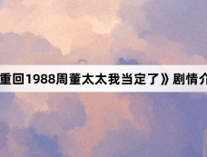 《重回1988周董太太我当定了》剧情介绍