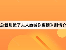 《总裁别跪了夫人她喊你离婚》剧情介绍