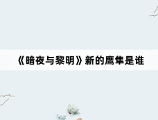 《暗夜与黎明》新的鹰隼是谁