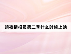 暗夜情报员第二季什么时候上映