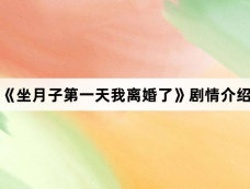 《坐月子第一天我离婚了》剧情介绍