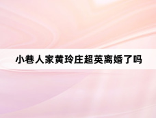 小巷人家黄玲庄超英离婚了吗