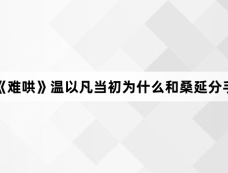《难哄》温以凡当初为什么和桑延分手