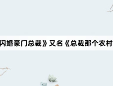 《农村妹闪婚豪门总裁》又名《总裁那个农村来的好像是您夫人》剧情介绍
