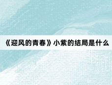 《迎风的青春》小紫的结局是什么