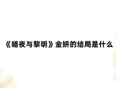 《暗夜与黎明》金妍的结局是什么