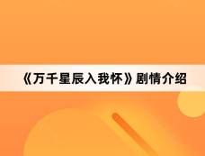 《万千星辰入我怀》剧情介绍