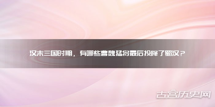 汉末三国时期，有哪些曹魏猛将最后投降了蜀汉？