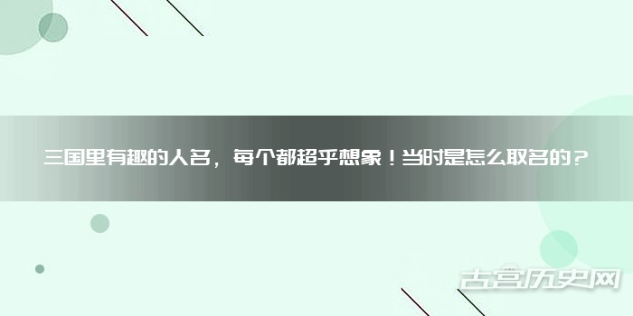 三国里有趣的人名，每个都超乎想象！当时是怎么取名的？