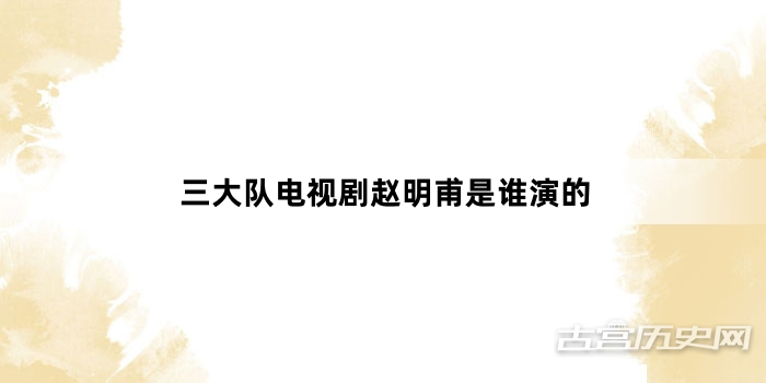 三大队电视剧赵明甫是谁演的