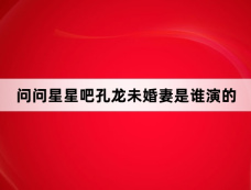 问问星星吧孔龙未婚妻是谁演的