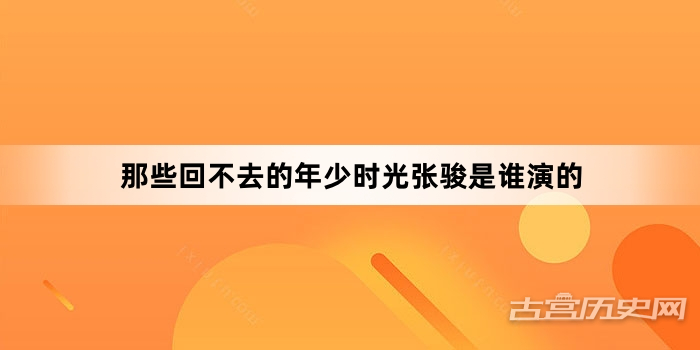 那些回不去的年少时光张骏是谁演的