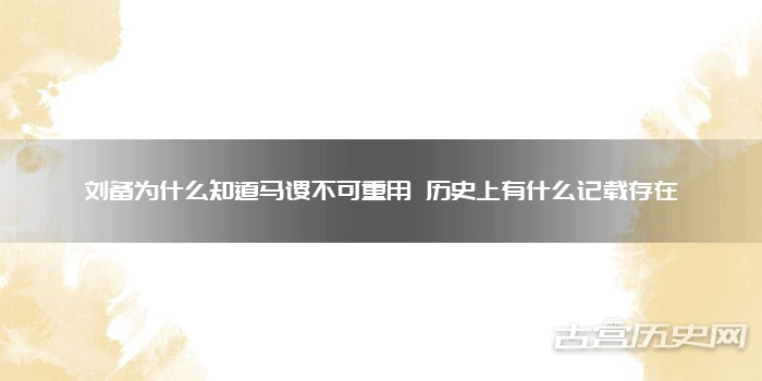 刘备为什么知道马谡不可重用 历史上有什么记载存在