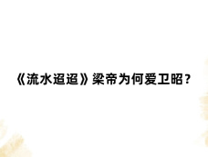 《流水迢迢》梁帝为何爱卫昭？