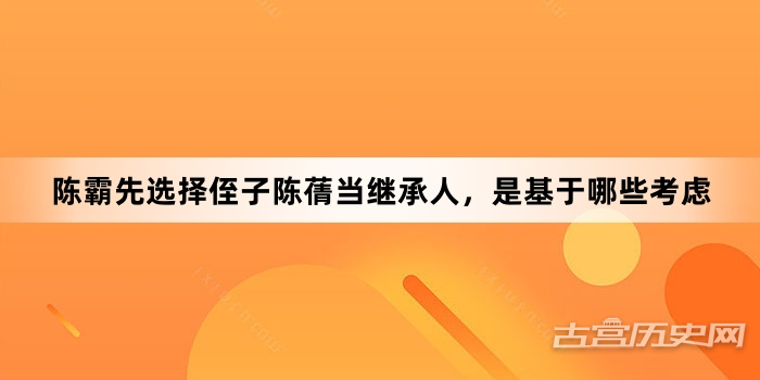 陈霸先选择侄子陈蒨当继承人，是基于哪些考虑