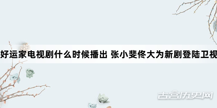 好运家电视剧什么时候播出 张小斐佟大为新剧登陆卫视首播