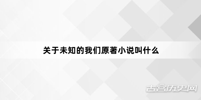 关于未知的我们原著小说叫什么