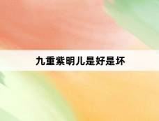 九重紫明儿是好是坏