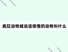 疯狂动物城说话很慢的动物叫什么